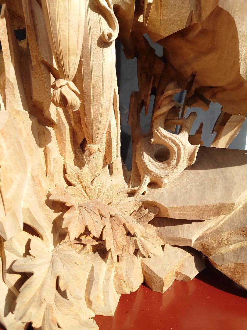 極細彫刻❗楠一刀彫瓜/逸品物/家宝/衝立/アンティーク/床置物/木彫り/送料無料