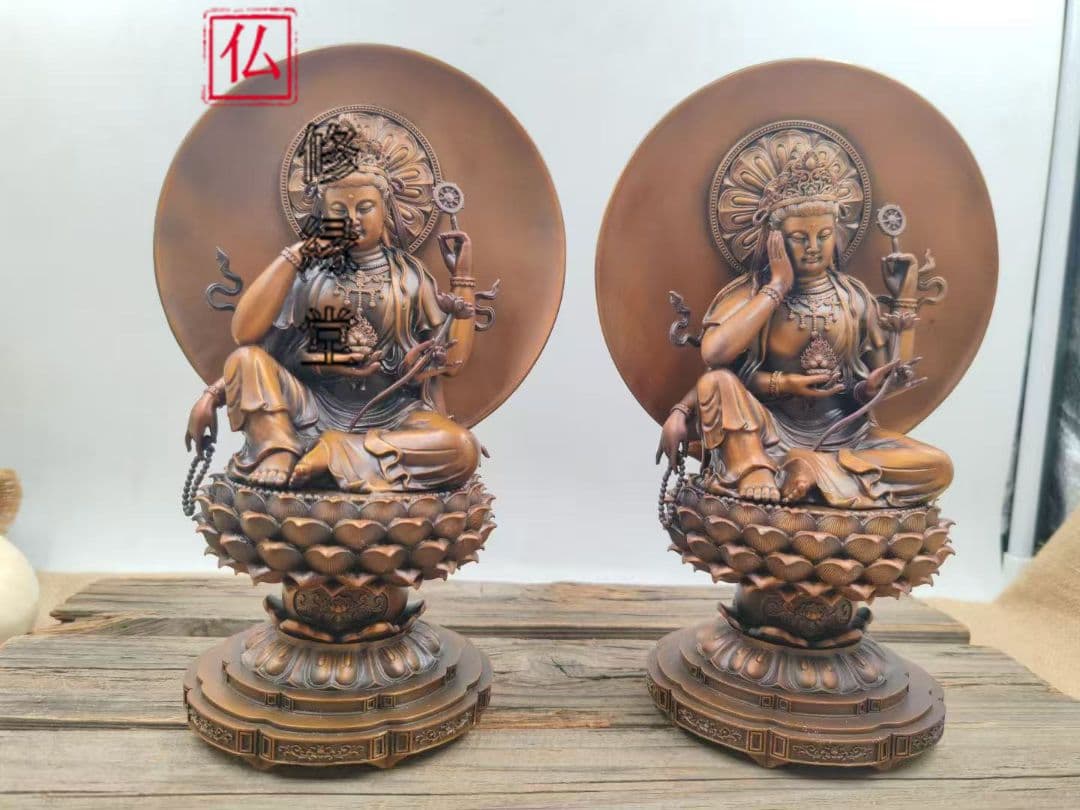 【修縁堂】青銅着色 如意輪観音 仏像坐像 祈る厄除