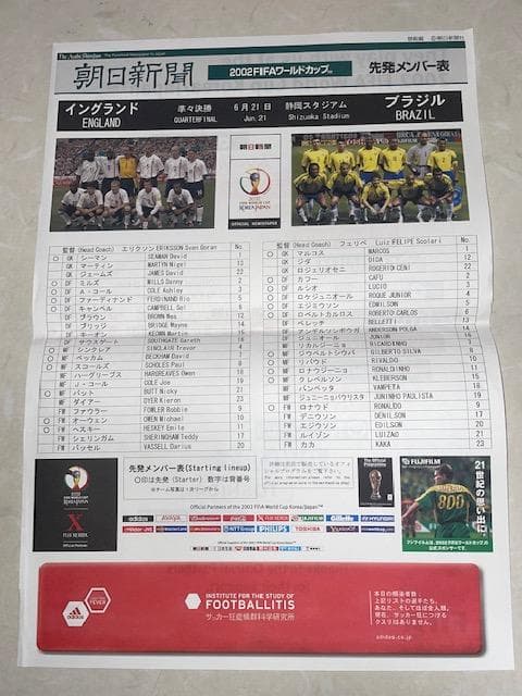 日韓W杯サッカー　2002年公式プログラム＆記念シート