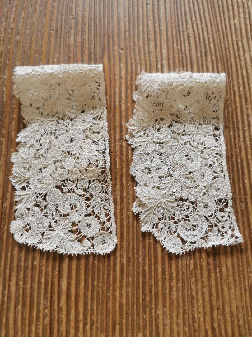 アンティーク ブリュッセルレース ポワンドローズ カフス用レース 付け襟 ペア