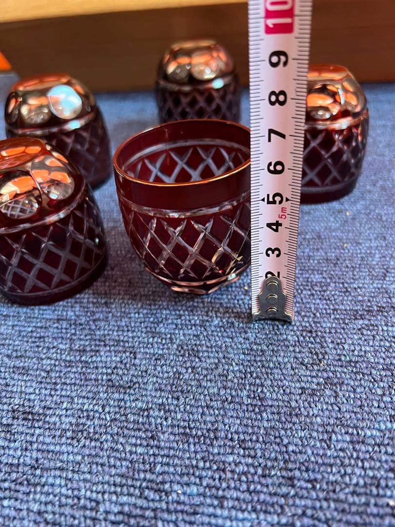 928 薩摩切子　猪口　5客　未使用