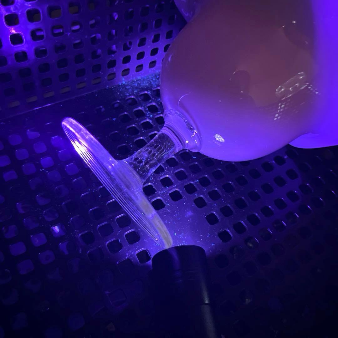 骨董　時代　２色バイカラーフリル 乳白色ガラス　橙色　脚付コンポート　菓子器