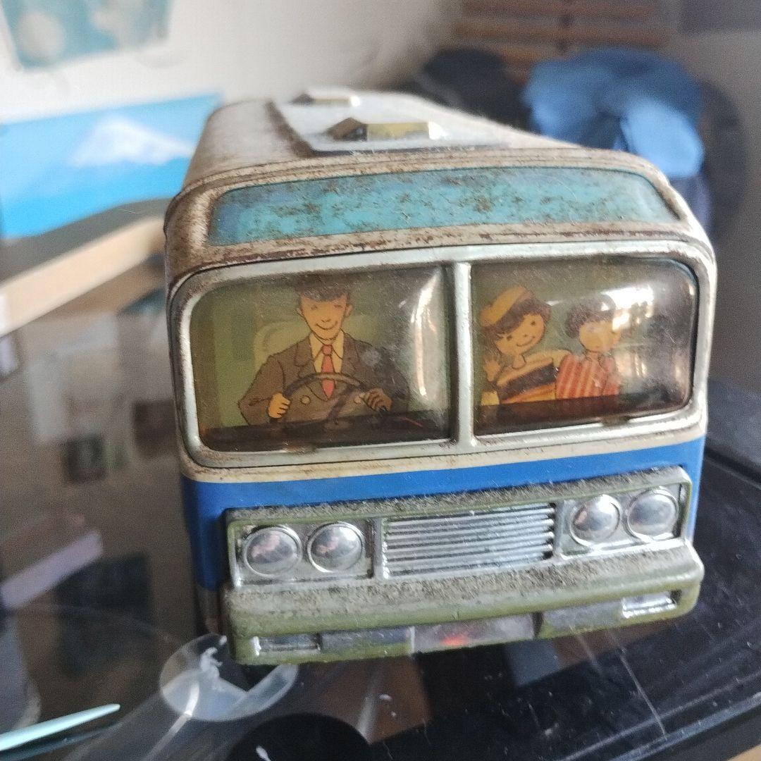 バス型おもちゃ 金属製 青と白