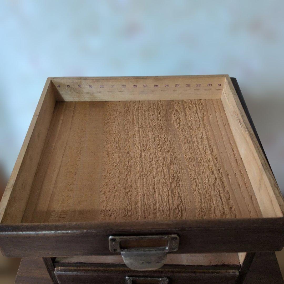 ブロカント古道具木製引き出し式収納 5段