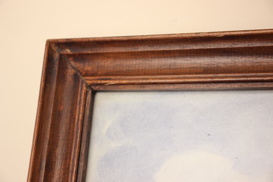 オランダ　デルフト　タイル画　タイルタブロー　額飾り　風車　船