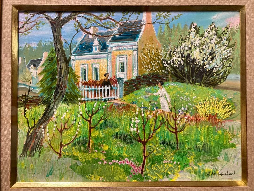 油彩 油絵 フランス風景【J.M. Hubert】 箱あり F5号