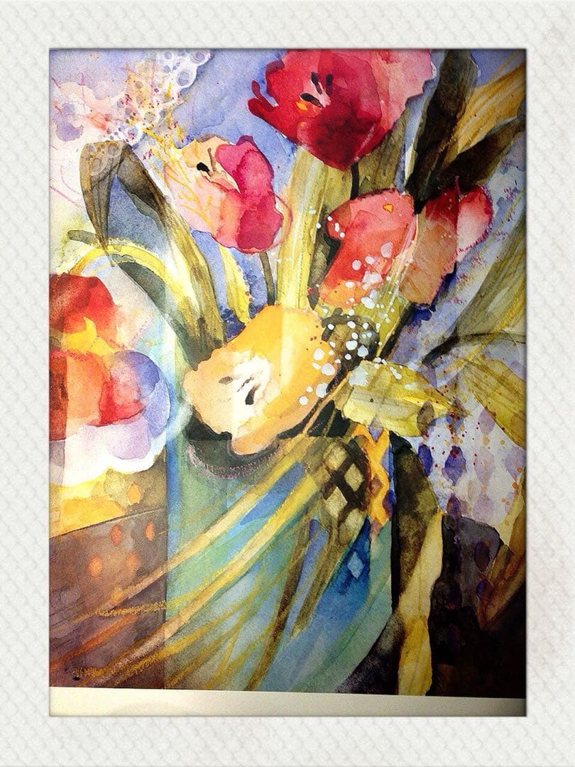 Shirley Trevena イギリス　花とフルーツ水彩画プリント　4枚セット