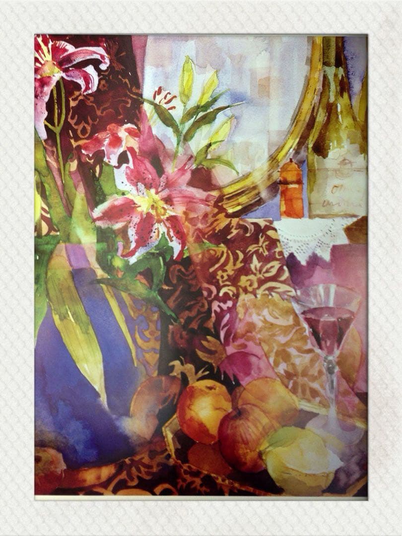 Shirley Trevena イギリス　花とフルーツ水彩画プリント　4枚セット