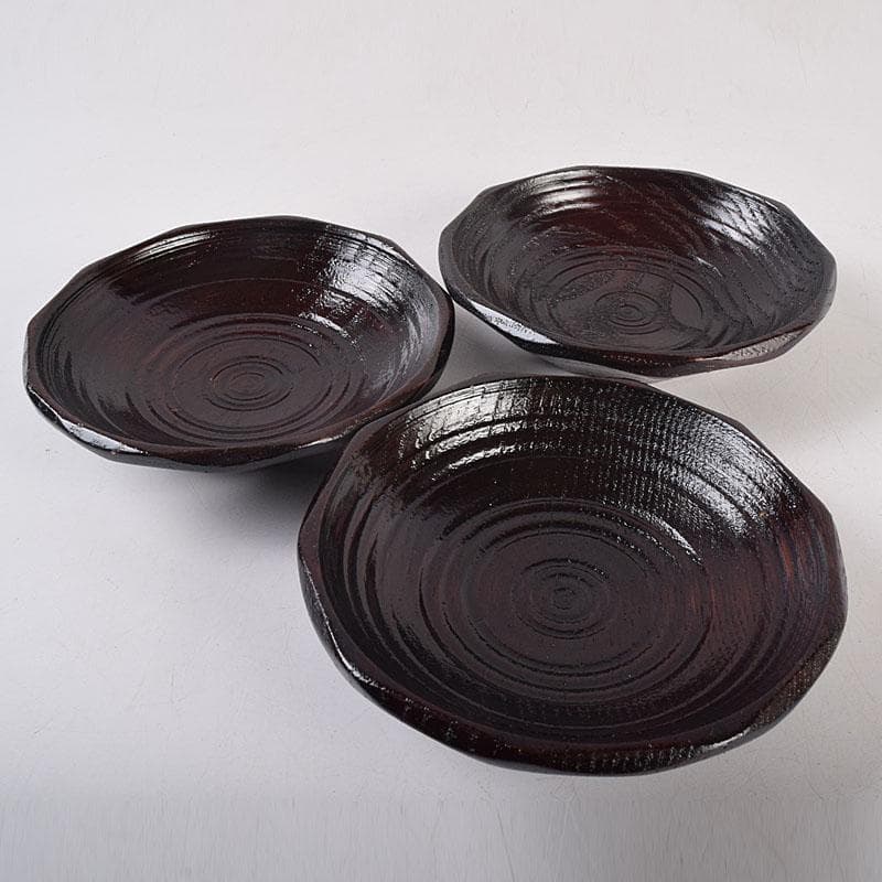 漆芸家　村瀬治兵衛作　沢栗　茶托　五客　V　R8869