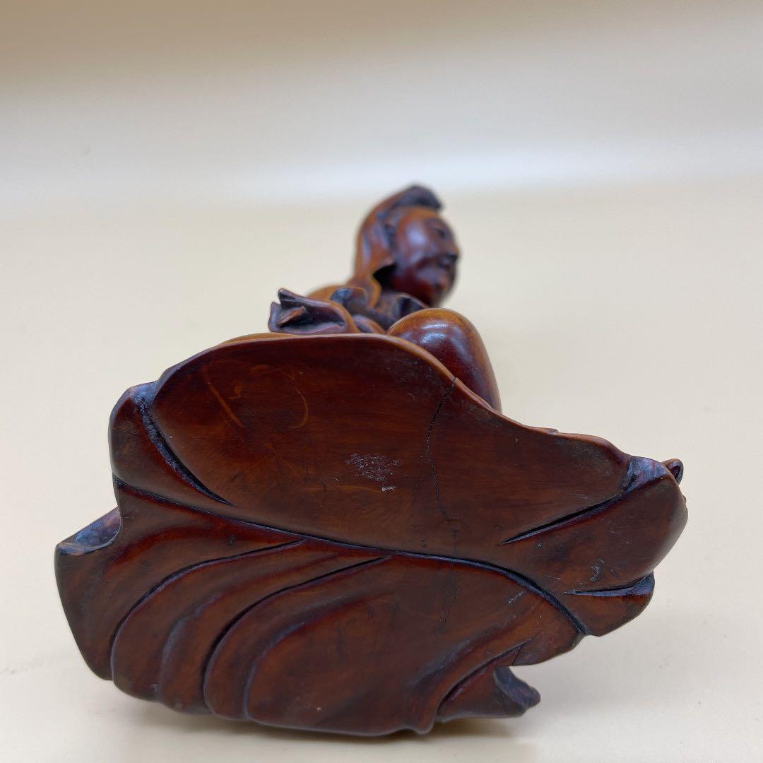 木製アジア風坐像 約20cm 楊貴妃　一刀彫