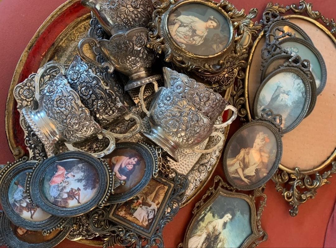 【イタリア製】ヴィンテージ オルモル アートフレーム ブラス 肖像画 オーバル型