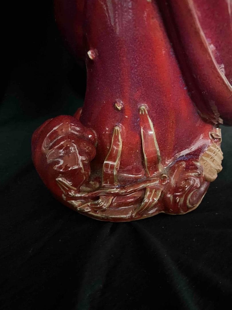 清时代 鈞窯　紫紅釉鈞窯達摩　窯変釉　辰砂　唐物　古賞物(B-101)