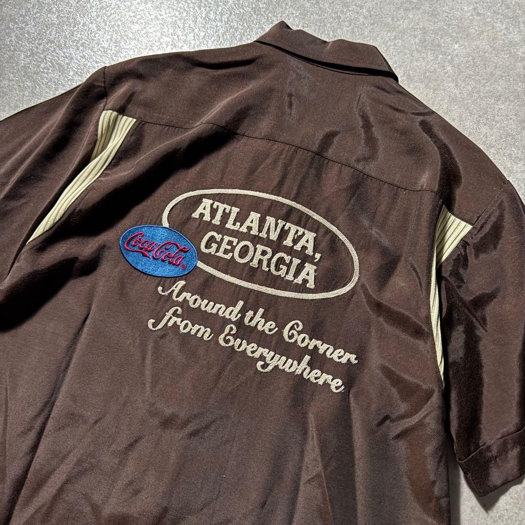 希少 90s Coca Cola コカコーラ ボウリングシャツ 開襟 刺繍