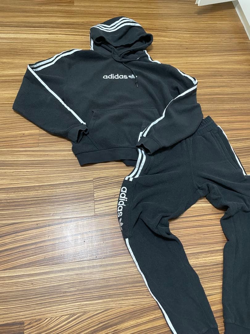 adidas アディダス パイル地 スウェットパーカー パンツ セットアップ
