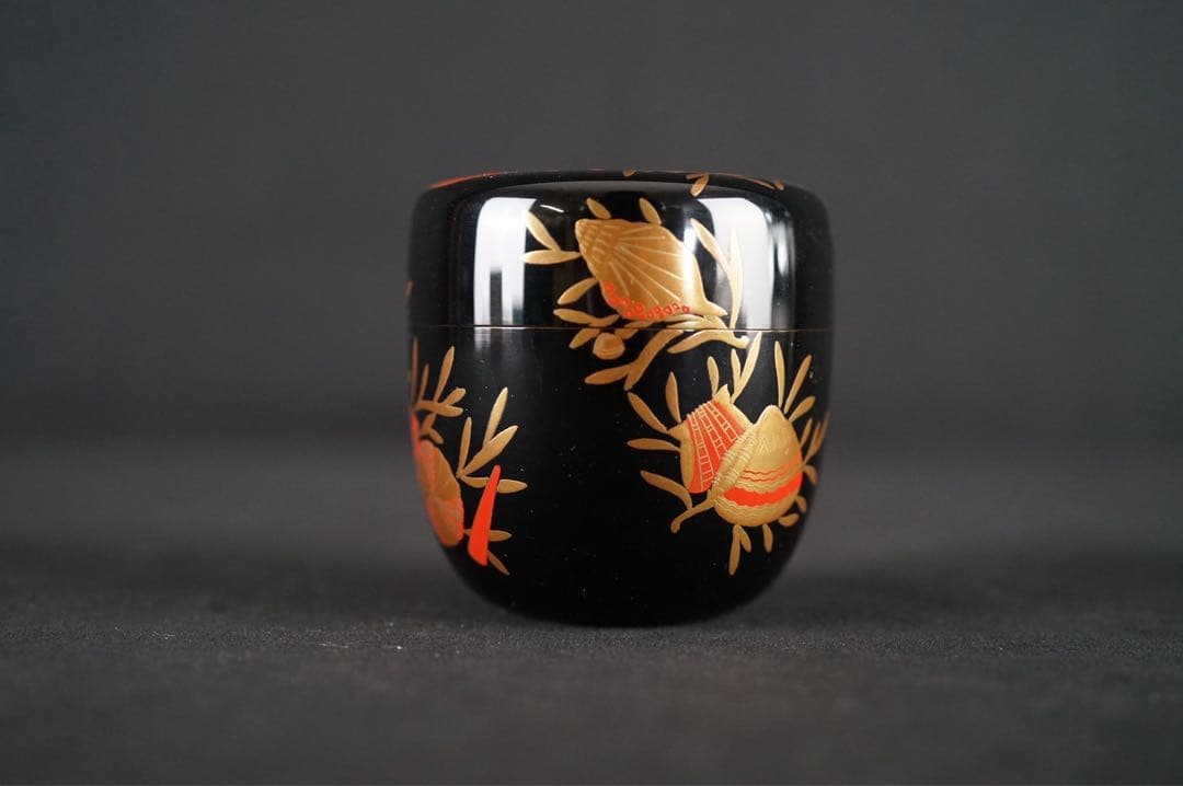 中村宗悦 而妙斎好写 海松貝蒔絵 大棗 共箱 茶道具