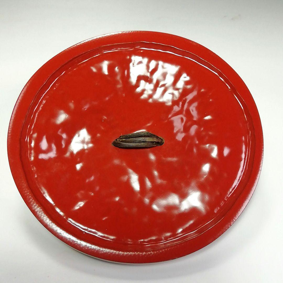 Ｓ４１０　水指　『太鼓胴　朱竹水指』『塗師　助田宗明作』　共箱　茶道具