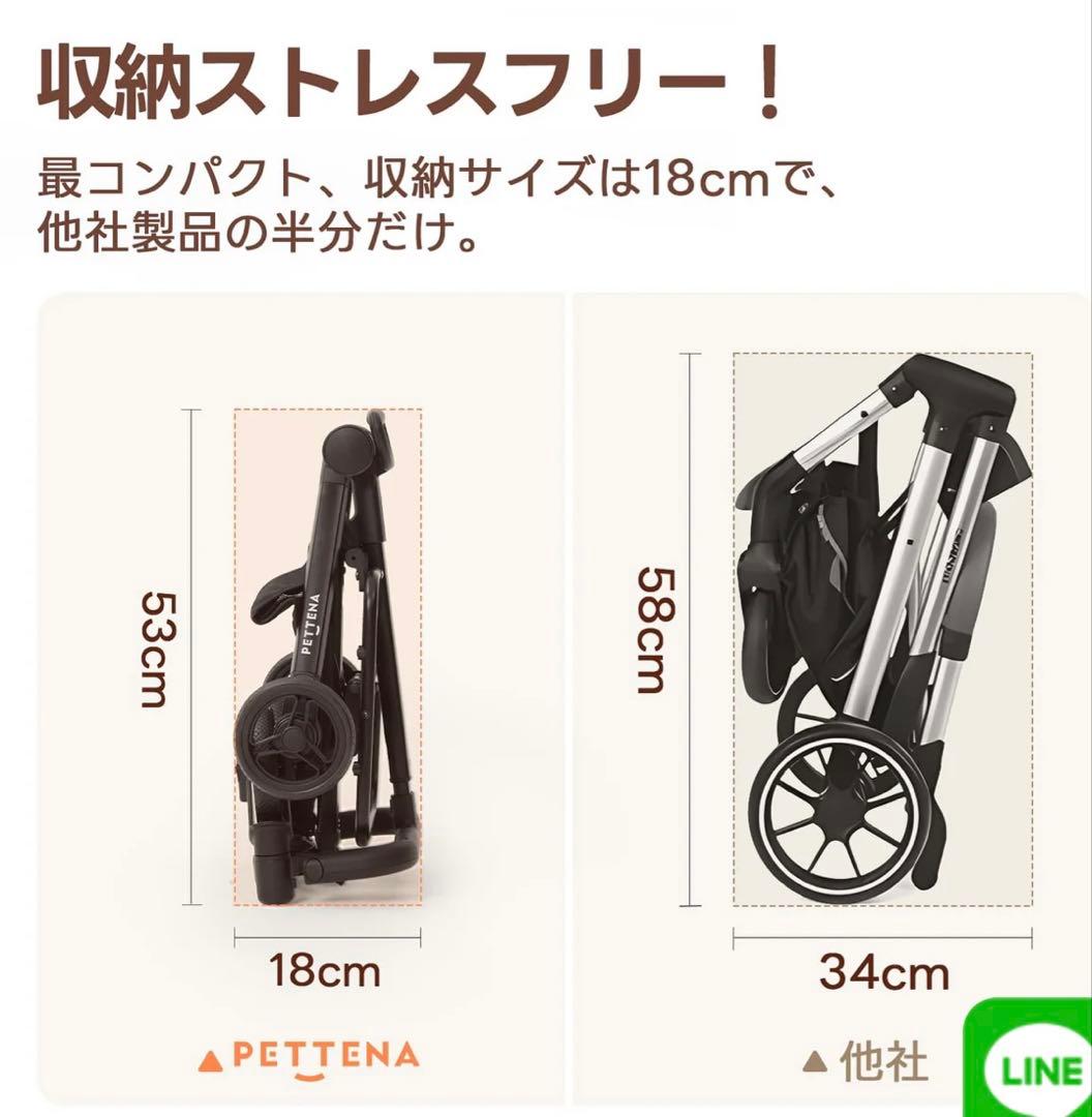 PETTENA 折りたたみ式ペットカート 分離型 ベージュ