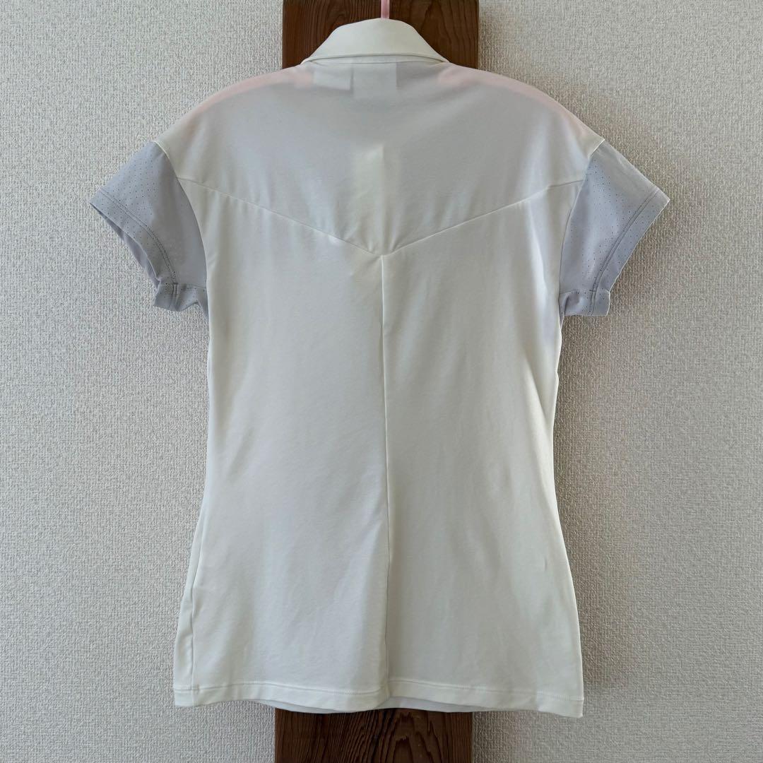 DESCENTE デサントゴルフ ポロシャツ ホワイト/グレー の バイカラー