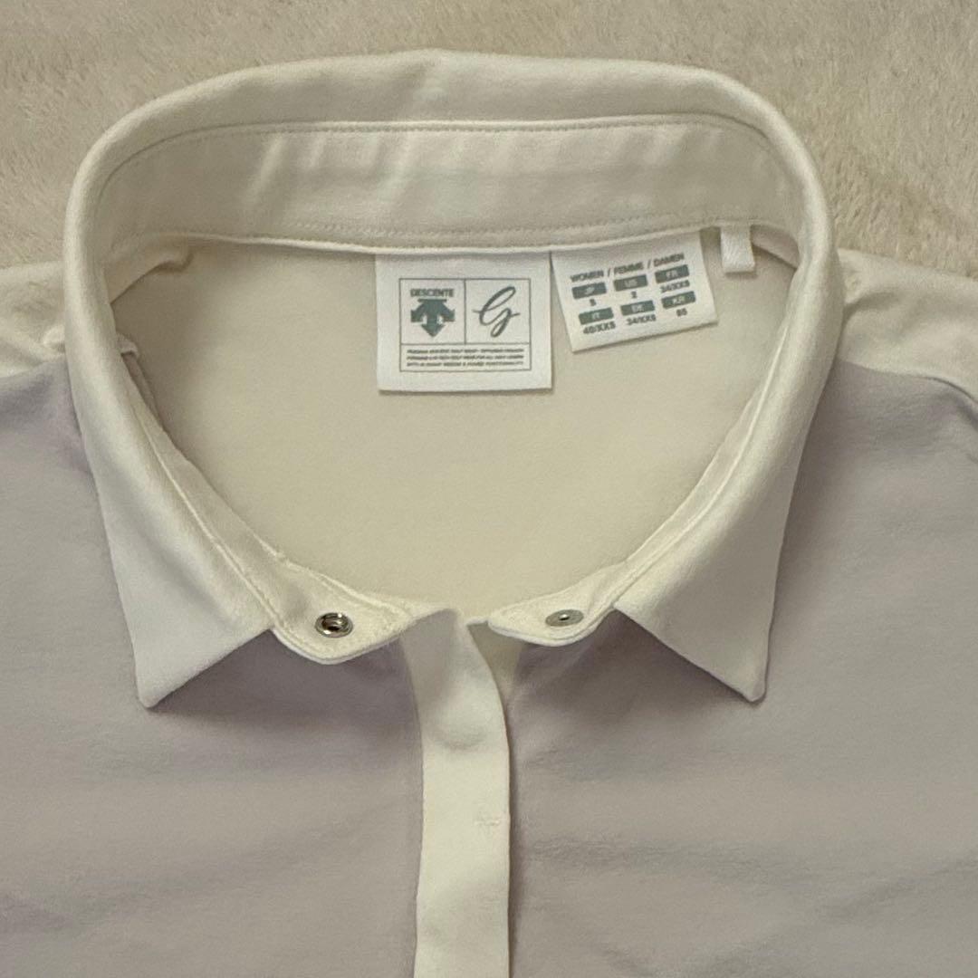 DESCENTE デサントゴルフ ポロシャツ ホワイト/グレー の バイカラー