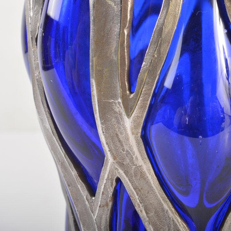 アンティーク　工芸ガラス　倉敷ガラス　小谷真三　銀巻花瓶　C　6718