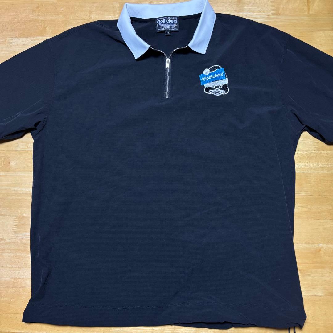 ゴルフィッカーズ　GDO限定 ストレッチ ハーフジップ・ワイド半袖ポロシャツ