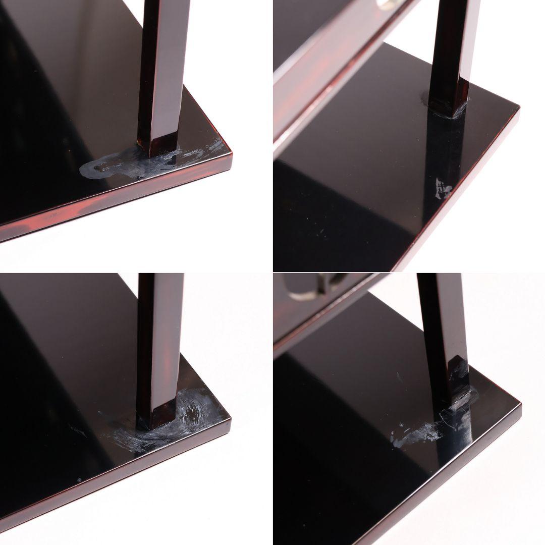 前端雅峯 二段卓 冠卓 曙塗 つぼつぼ透かし 月と草蒔絵 銀露 木製【MB53】