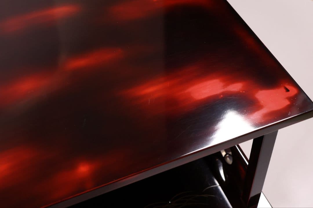 前端雅峯 二段卓 冠卓 曙塗 つぼつぼ透かし 月と草蒔絵 銀露 木製【MB53】