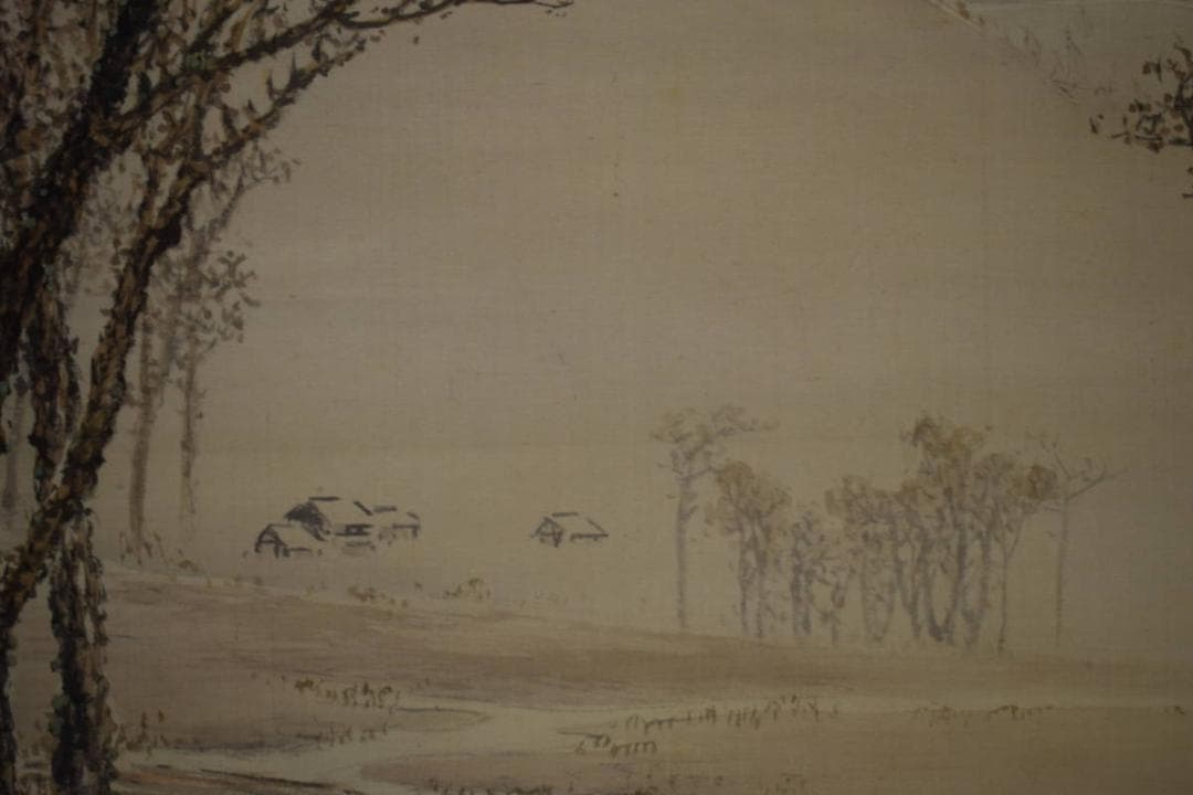 真作/三宅呉暁/人物風景図/桐共箱付/布袋屋掛軸HI-139