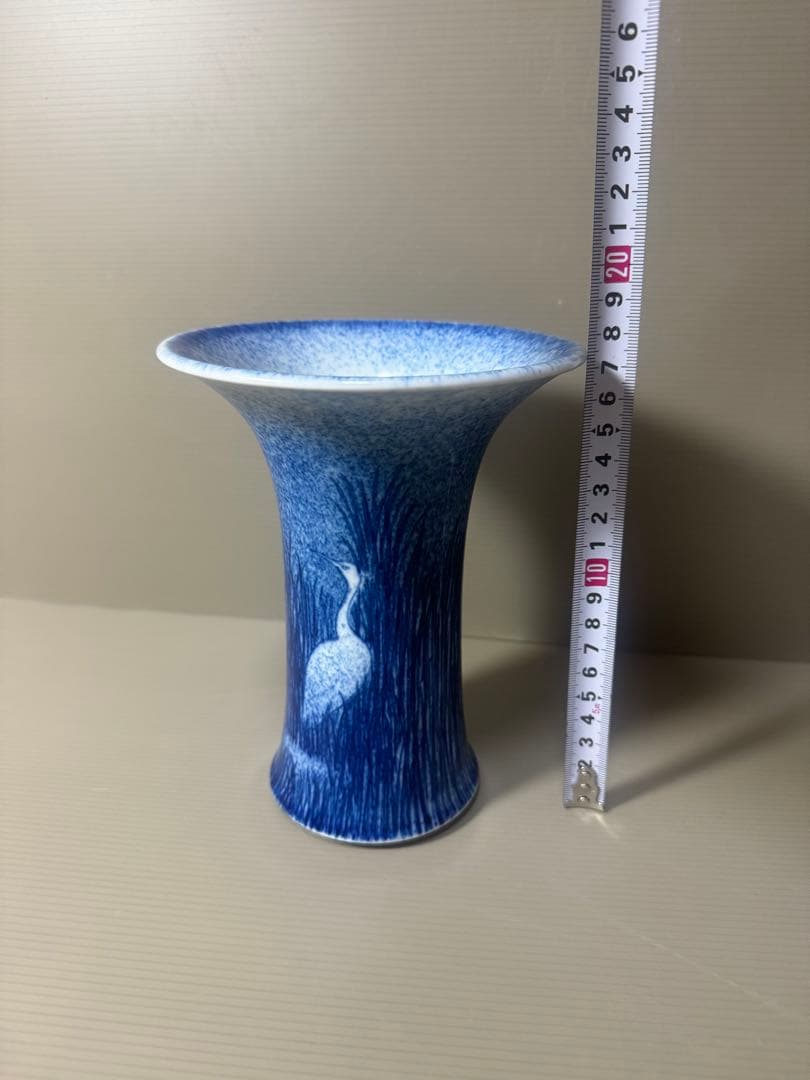 2116 深川製磁　染付鶴文　花瓶