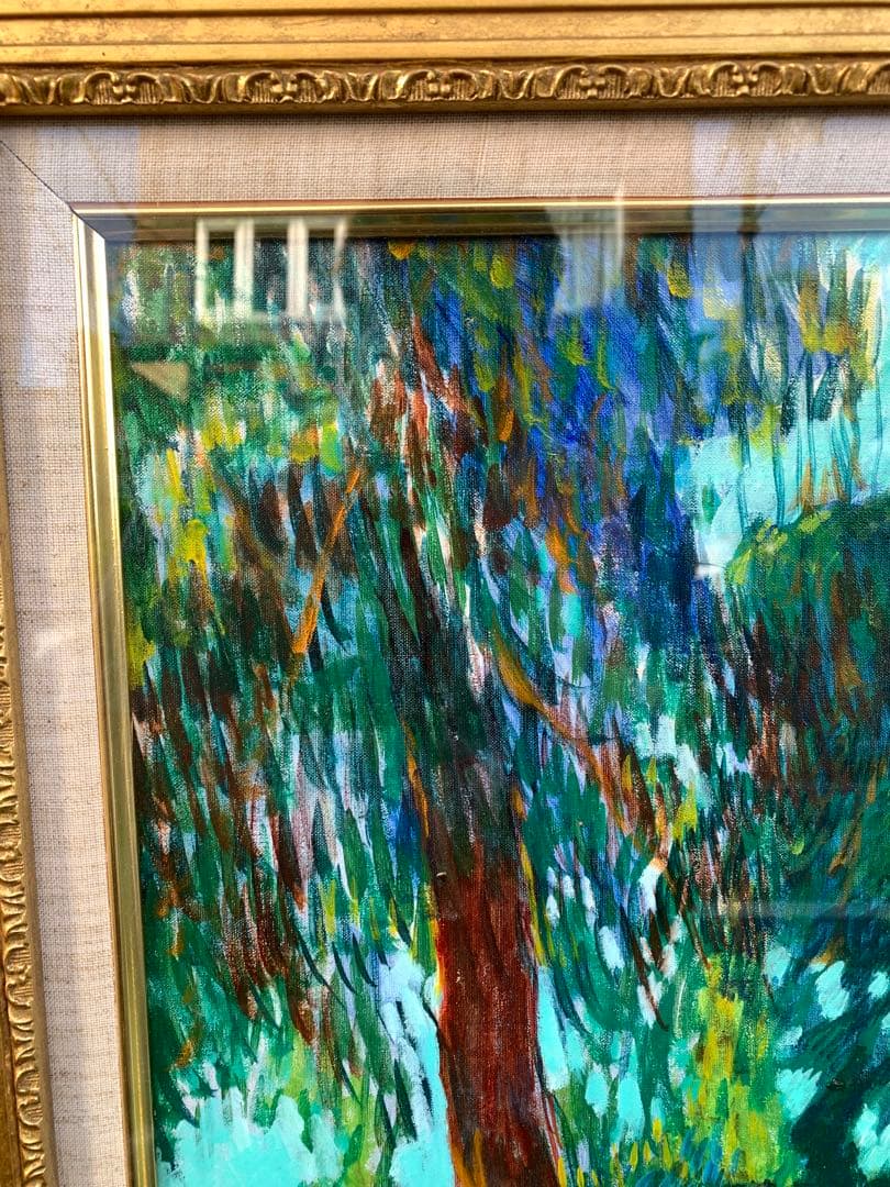 馬の油彩画 12号　深澤孝哉　題　馬のいる風景（ロンシャン）