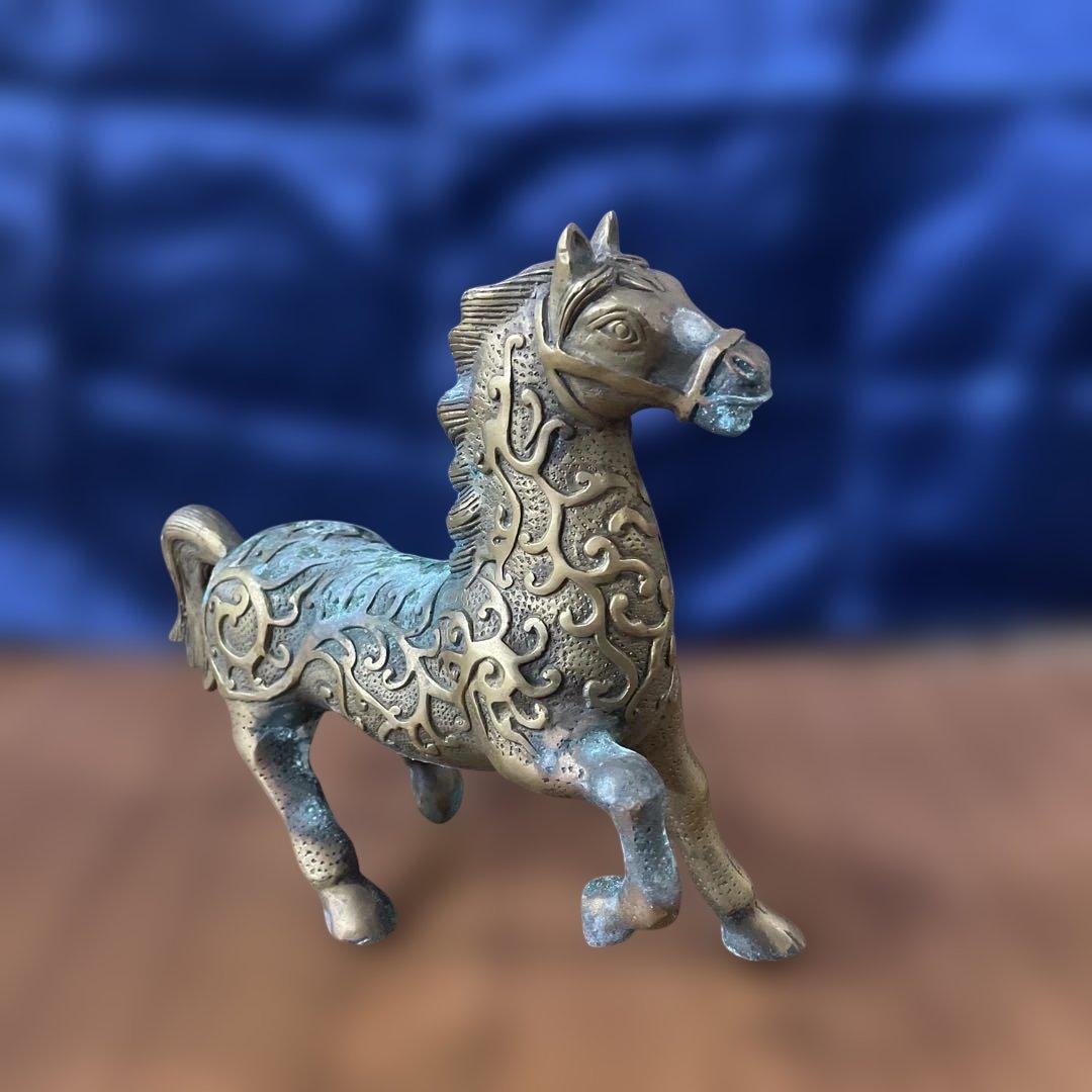 青金装飾馬のブロンズ彫刻