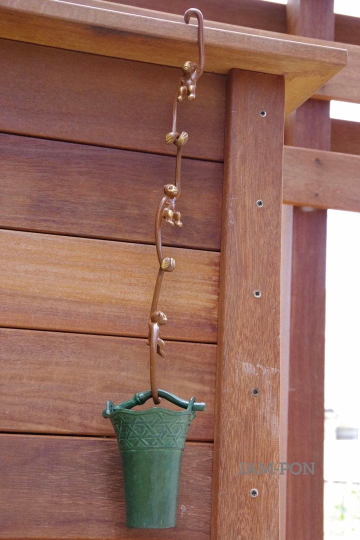 【長期保管品/当時物昭和レトロ】南部鉄器(鋳鉄/鋳物) 吊るし花器/猿手3本付き