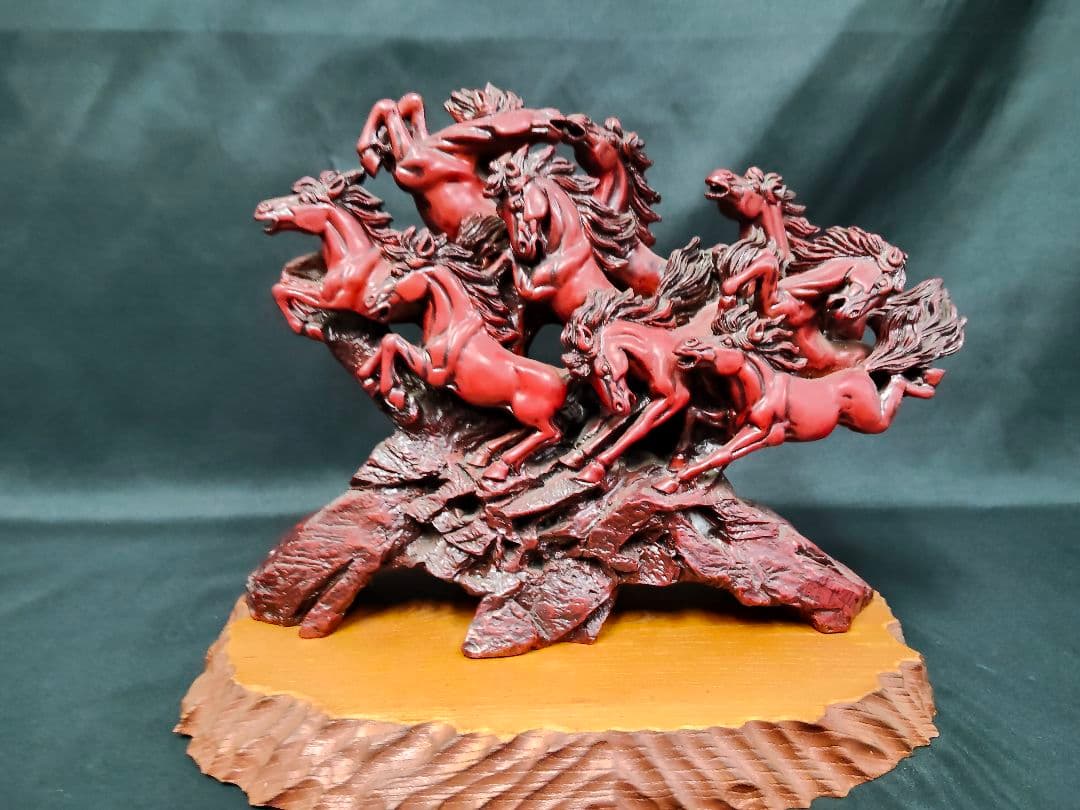 ​【重さ6.4kg】馬 置物 九馬 疾走馬 金属製 縁起物 オブジェ