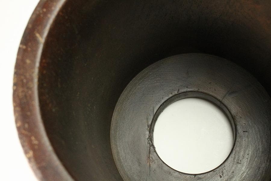 中国美術 木彫 刻文字 筆筒 文房具(K-A829)