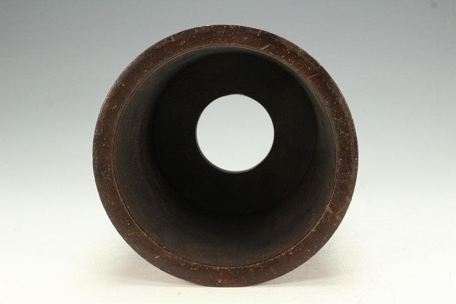 中国美術 木彫 刻文字 筆筒 文房具(K-A829)