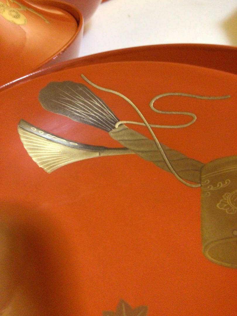 木製 蒔絵入り吸物椀10客 蓋の内側にも蒔絵