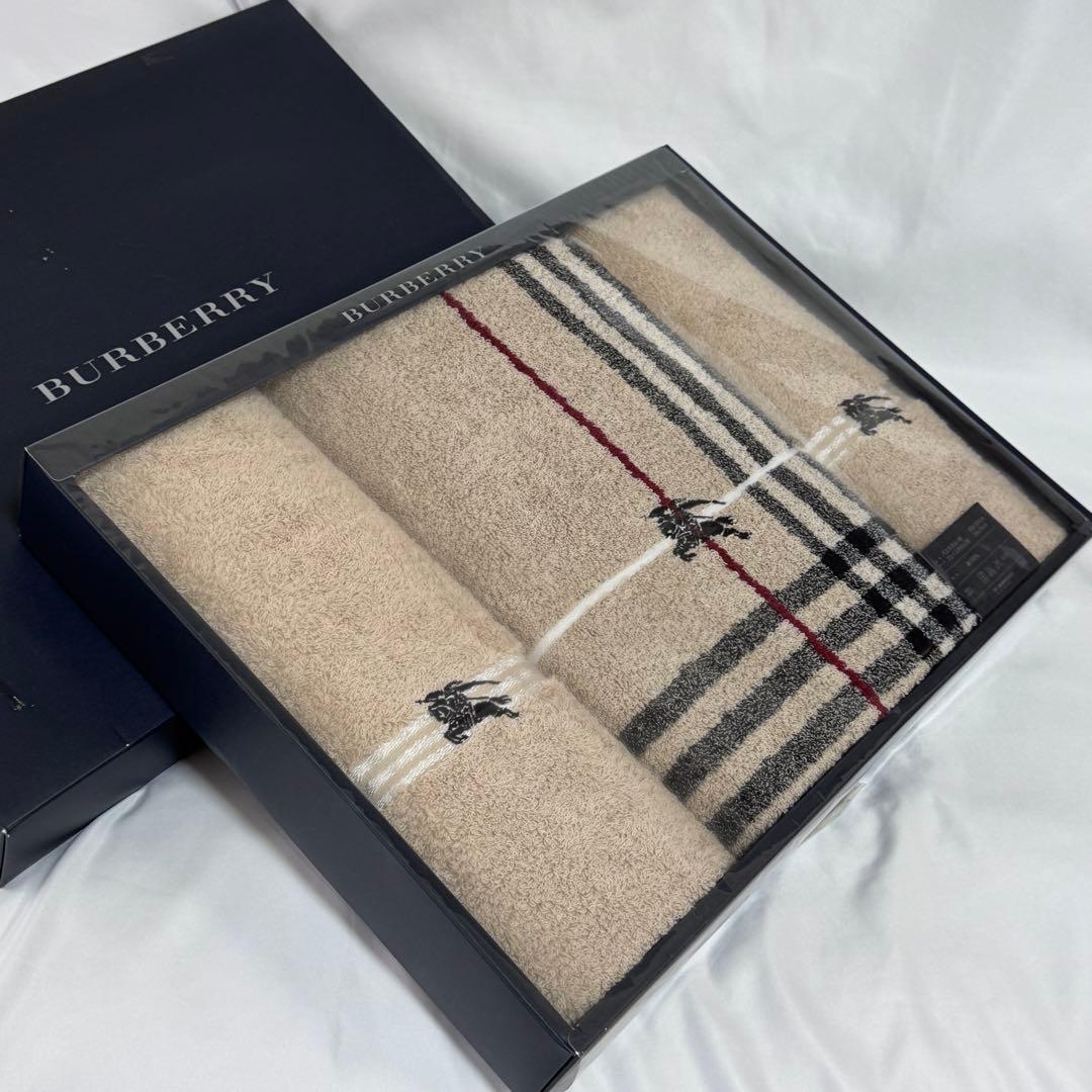 【未使用品】BURBERRY バーバリー チェック柄 バスタオル1 フェイス2