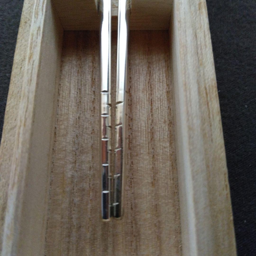 火箸　金屋五郎三郎作　南鐐（銀製）椎頭八稜火箸　共箱