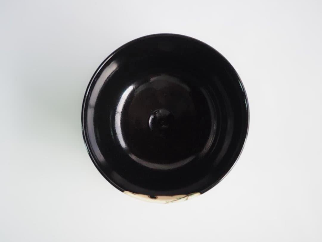 裏千家14世淡々斎御書付『仁清黒柳鶯茶碗』 16代永樂善五郎造 (共箱)