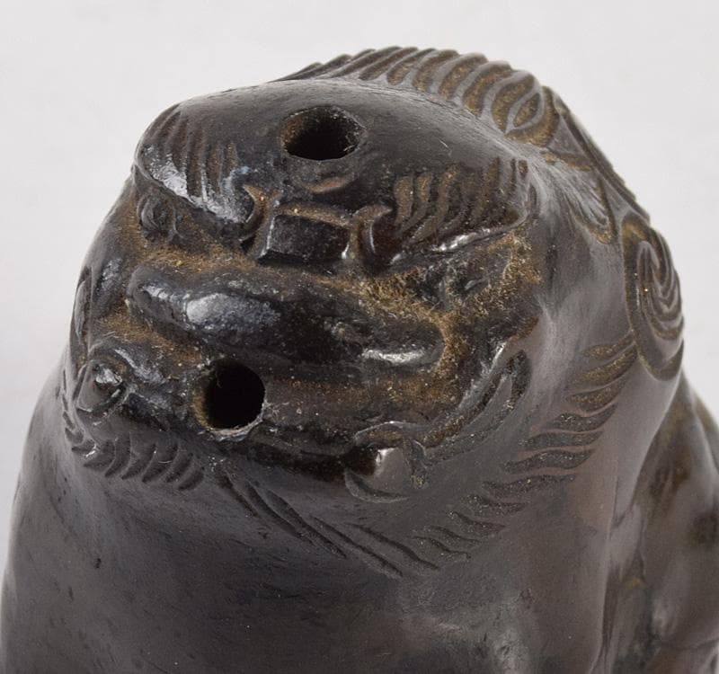 中国　書道具　古銅　獅子　水滴　M　R5005