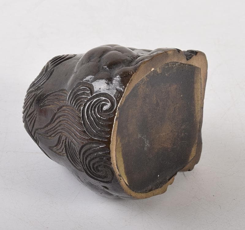 中国　書道具　古銅　獅子　水滴　M　R5005