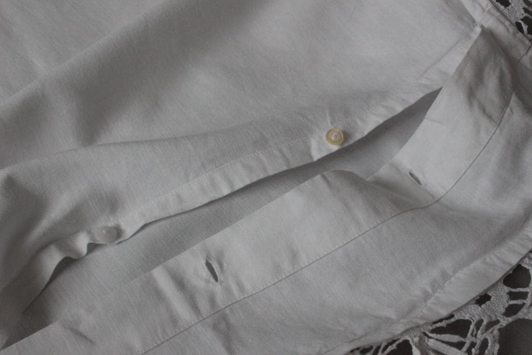 フランスアンティーク・クッションカバー \"J・C\"ドロンワーク/白糸刺繍