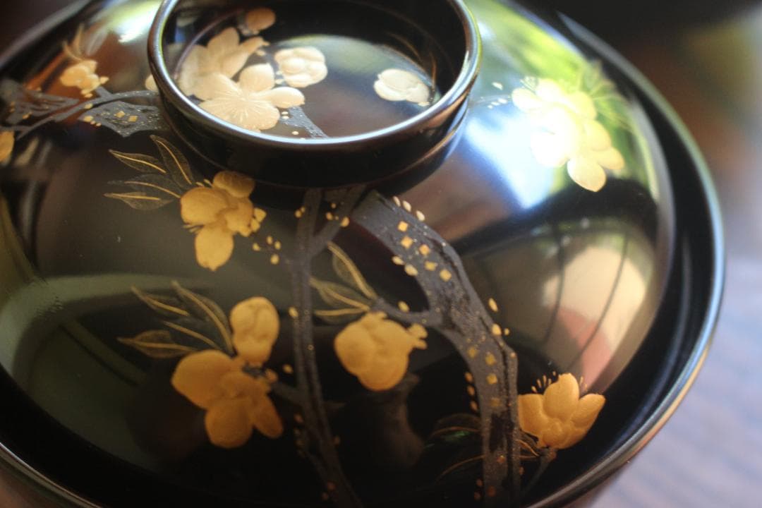 ばら売り可！上質黒漆に極上絵替草花蒔絵のお椀6点（検輪島塗蒔絵椀懐石椀