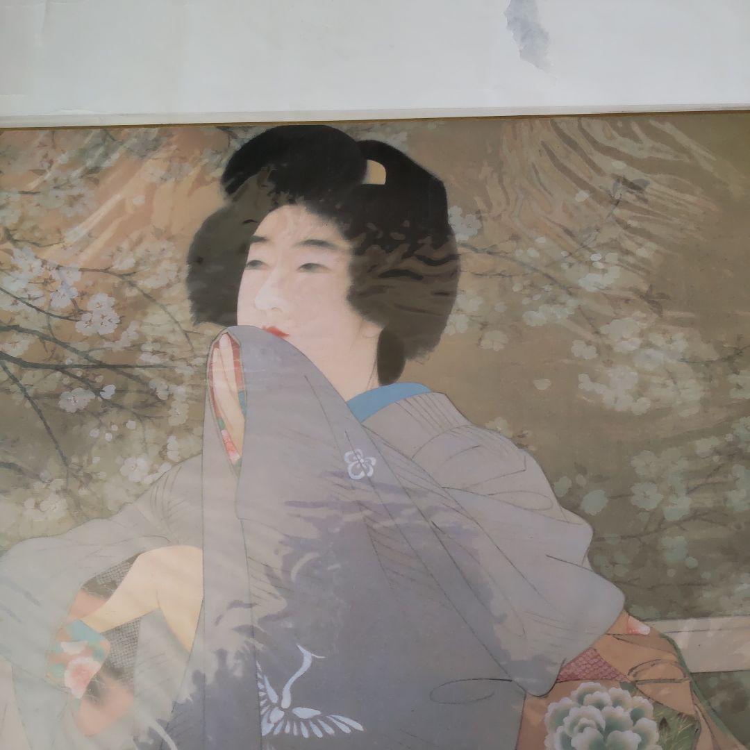 伊東深水 『 春宵 』 美人画 名品 複製 色紙 希少 茶道具 美品です。