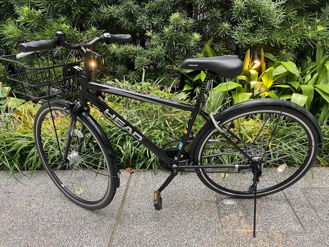 自転車　HEAD クロスバイク バスケット付き6段変速 オートライト