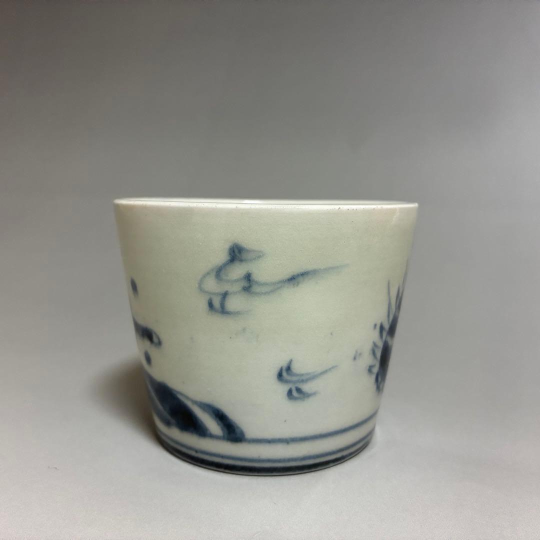 波に宝珠の図の蕎麦猪口　古伊万里　無傷完品