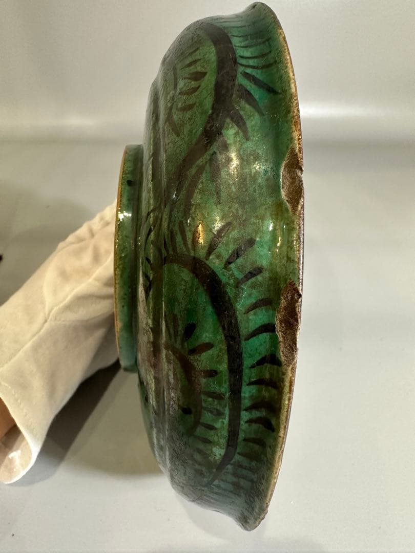 古九谷 花紋 皿 幅19cm 時代