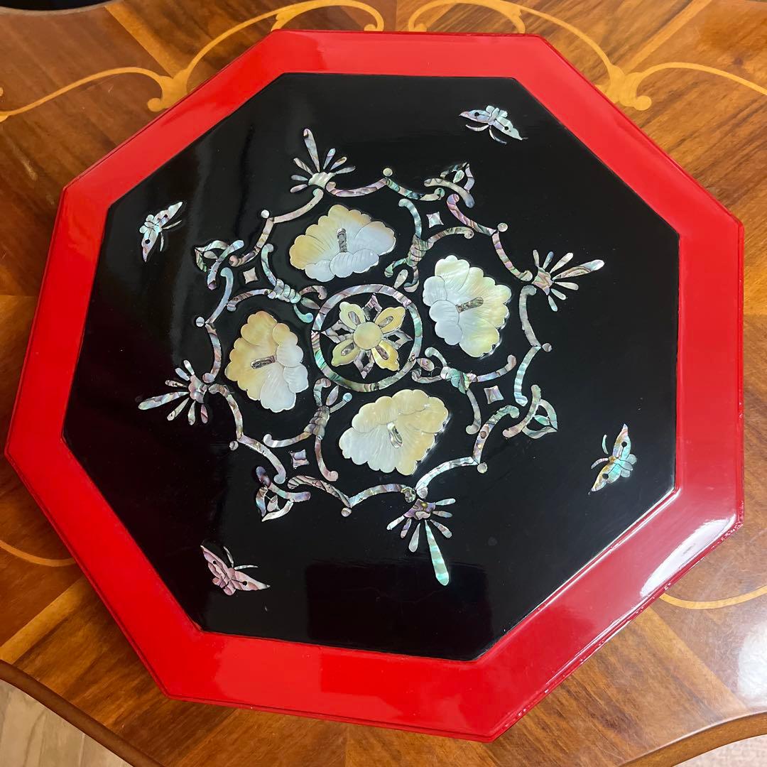 韓国 九節板 クジョルパン 八角形 祝い膳 高級漆器 螺鈿模様 未使用品