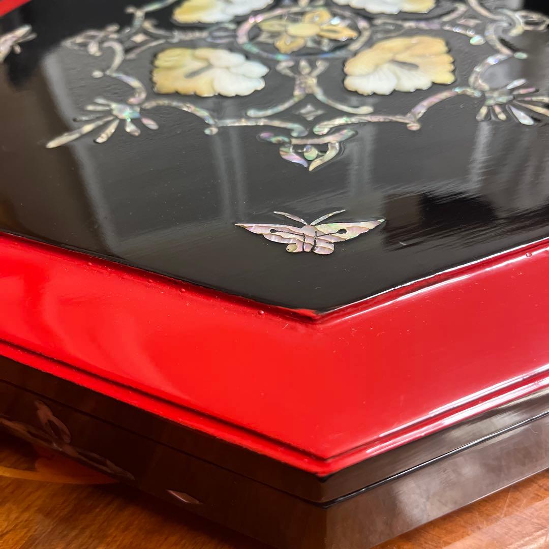 韓国 九節板 クジョルパン 八角形 祝い膳 高級漆器 螺鈿模様 未使用品