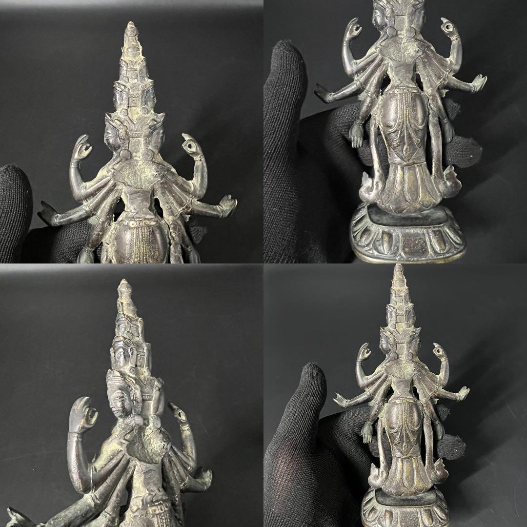 江戸後期 十一面観音菩薩像 古銅 多臂 仏像 高さ19cm◎仏教美術◎古美術庵々